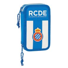 Dubbelt pennfodral RCD Espanyol Blå Vit 12.5 x 19.5 x 4 cm (28 Delar)