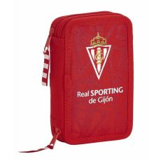 Dubbelt pennfodral Real Sporting de Gijón Röd 12,5 x 19,5 x 4 cm