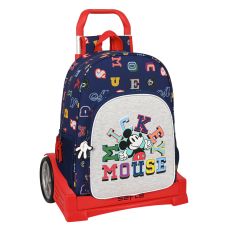 Skolväska med hjul Mickey Mouse Clubhouse Only one Marinblå 33 x 42 x 14 cm