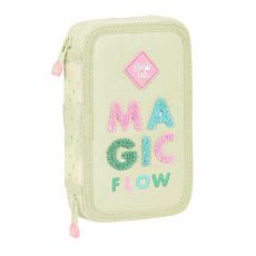 Dubbelt pennfodral Glowlab Kids Magic Flow Beige 12,5 x 19,5 x 4 cm