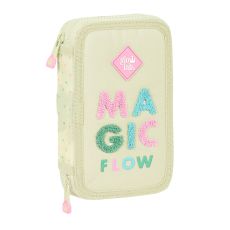 Pennfodral med tillbehör Glow Lab Magic flow Beige 12.5 x 19.5 x 4 cm (28 Delar)