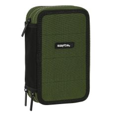 Trippel pennfodral Safta Dark forest Svart Grön 12.5 x 19.5 x 5.5 cm (36 Delar)