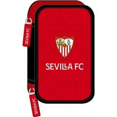 Dubbelt pennfodral Sevilla Fútbol Club Svart Röd 12,5 x 19,5 x 4 cm