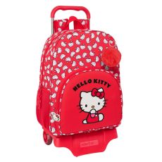 Skolväska med hjul Hello Kitty Iconic Vit Röd 33 x 42 x 14 cm