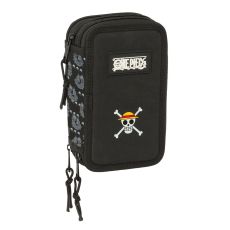 Trippel pennfodral One Piece Pirates Svart 12,5 x 19,5 x 5,5 cm 37 Delar