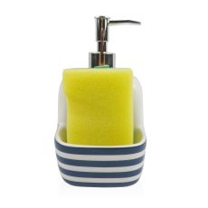 Tvåldispenser Versa Blå Keramik Ränder 9,4 x 17,8 x 10,5 cm