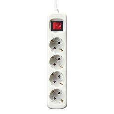 Ellist 4 Tomas-uttag med brytare Silver Electronics Vit 1 m