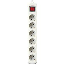 Förgreningslist 6 Tomas med Brytare Silver Electronics Vit 1 m