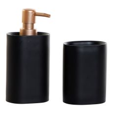 Badkit DKD Home Decor Svart Gyllene PVC Harts Glam 8,5 x 6 x 18 cm (2 antal)