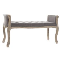 Sittpall DKD Home Decor Naturell Mörkgrå Gummiträ Kanvas 109 x 44,5 x 60 cm