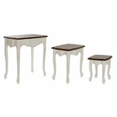 3-bordsset DKD Home Decor Vit Brun 60 x 40 x 66 cm