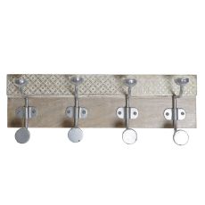 Väggmonterad rockhängare DKD Home Decor 46 x 15 x 10 cm Metall Vintage Mangoträ Avskalad