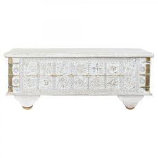 Sidobord DKD Home Decor MB-182010 Vit Gyllene Metall Mangoträ 115 x 60 x 45 cm