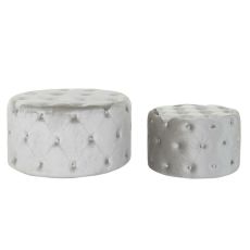 Fotpall DKD Home Decor Grå Sammet Trä MDF (80 x 80 x 43 cm) (58 x 58 x 37 cm) (2 pcs)
