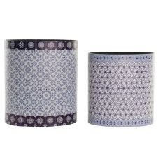 Papperskorg DKD Home Decor Blå Vit Trä Kanvas Vintage