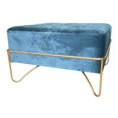 Sittpall DKD Home Decor Skum Blå Gyllene Metall Polyester Sammet Trä MDF (80 x 80 x 42 cm)