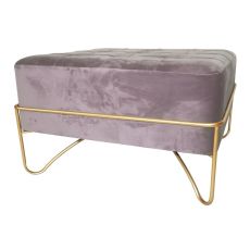 Sittpall DKD Home Decor Skum Rosa Gyllene Metall Polyester Sammet Trä MDF (80 x 80 x 42 cm)