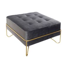 Sittpall DKD Home Decor Skum Grå Gyllene Metall Polyester Sammet Trä MDF (80 x 80 x 47 cm)