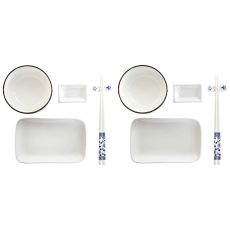 Sushiset DKD Home Decor 33,5 x 34,5 x 9 cm Porslin Vit Marinblå Orientalisk (33,5 x 34,5 x 9 cm)