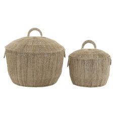 Korg - set DKD Home Decor Brun Multicolour Naturell Jute Metall Boho 51 x 51 x 48 cm
