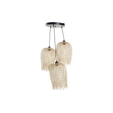 Taklampa DKD Home Decor Svart Ljusbrun Metall Bambu 50 W Tropiskt 220 V 30 x 30 x 94 cm