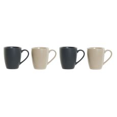 Koppset DKD Home Decor Beige Mörkgrå Gummiträ Stengods 300 ml 19 x 13 x 31 cm (4 Delar)