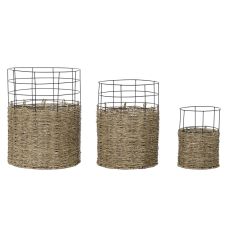 Korg - set DKD Home Decor Metall Kolonial Jute (35 x 35 x 45 cm)