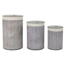 Korgset DKD Home Decor Beige Grå Bambu 38 x 38 x 60 cm (3 Delar) (2 antal)