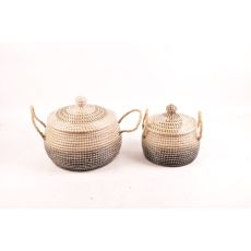 Korg - set DKD Home Decor Grå Naturell Dvobarvna Sjögräs Boho 41 x 41 x 33 cm (2 antal)