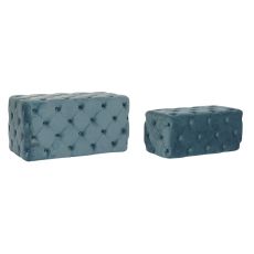 Sittpall DKD Home Decor Blå Polyester Sammet Trä MDF (88 x 53 x 48 cm)