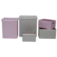 Multifunktionell korg DKD Home Decor Rosa Silvrig polypropen 44 x 36 x 50 cm 4 Kg 5 Delar