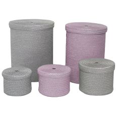 Multifunktionell korg DKD Home Decor Grå Rosa polypropen 42 x 42 x 52,5 cm 4 Kg