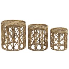 3-bordsset DKD Home Decor 39 x 39 x 41 cm Naturell vide