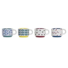 Set med kaffekoppar DKD Home Decor Gul Blå Multicolour Turkos Rödbrun Metall Stengods 150 ml