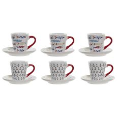 Set med kaffekoppar DKD Home Decor Multicolour Metall Stengods 130 ml