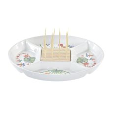 Snacksbricka DKD Home Decor Multicolour Naturell Bambu Stengods Tropiskt 23,5 x 23,5 x 7 cm