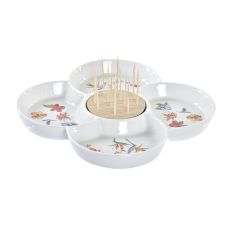 Snacksbricka DKD Home Decor Multicolour Naturell Bambu Stengods Tropiskt 22 x 22 x 7 cm
