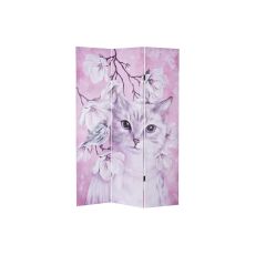 Skärm DKD Home Decor Katt Kanvas 120 x 2,5 x 180 cm Furu