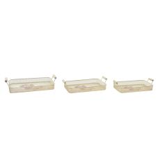 Uppsättning med Brickor DKD Home Decor Rosa Metall Aluminium 8 cm 40 x 21 x 8 cm (3 antal)
