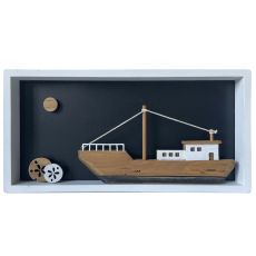 Prydnadsfigur DKD Home Decor Vit Brun Barco 40 x 3,5 x 20 cm
