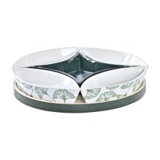Tilltuggsset DKD Home Decor Trä 22 x 22 x 1 cm Blad Grön Stengods