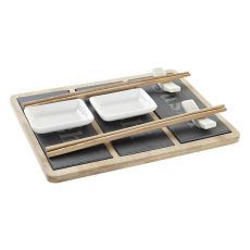 Sushiset DKD Home Decor Bambu Skiffer Svart Naturell Orientalisk 25 x 19 x 3 cm