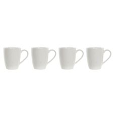 Set med 4 muggar DKD Home Decor Vit Naturell Gummiträ Stengods 300 ml 19 x 13 x 31 cm