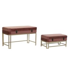 Sittpall DKD Home Decor Rosa Gyllene Metall Sammet (80 x 40 x 47 cm)