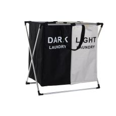 Tvättkorg DKD Home Decor Hopfällbar Double Metall Polyester (63 x 37 x 61 cm)