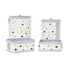 Multifunktionell korg DKD Home Decor Bambu Stjärnor 36 x 36 x 50 cm