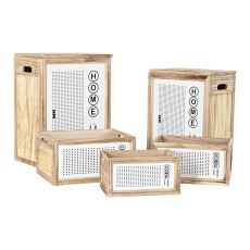 Tvättkorg DKD Home Decor Naturell Paulowniaträ (40 x 30 x 55 cm) (5 Delar)
