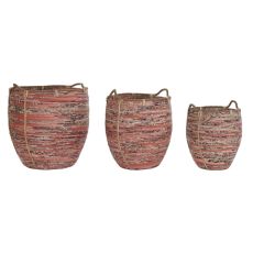 Korg - set DKD Home Decor Persika Naturell Boho 52 x 52 x 58 cm