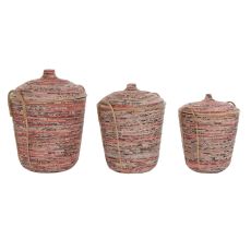 Korg - set DKD Home Decor Rattan (51 x 51 x 67 cm)