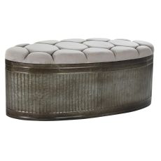 Sittpall DKD Home Decor Beige Metall Polyester Mörkbrun (121 x 44 x 47,5 cm)